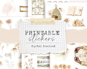 Printable decorative stickers - for planners, bullet journal, journals, scrapbooking (PT01) digital download