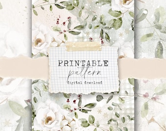 Printable pattern (digital download) - for scrapbook papers, vellum, fabrics - Merry
