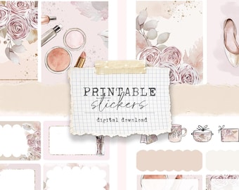 Printable decorative stickers - Bella Rosa Mini Kit: planning, planners, journaling
