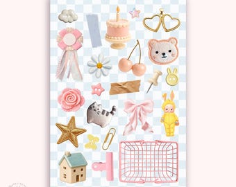 Junk journaling stickers - Trinkets deco