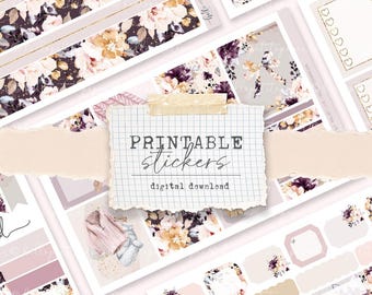Printable Stickers - (6 different sticker sheets) Fall hand-drawn printable stickers for journals and planners