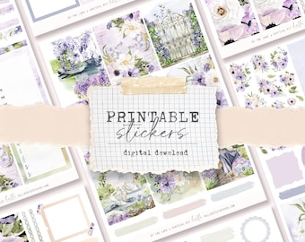 Printable Sticker kit - by the lake, nature, floral, swans, sticker kit for weekly planning (4 different sticker sheets)