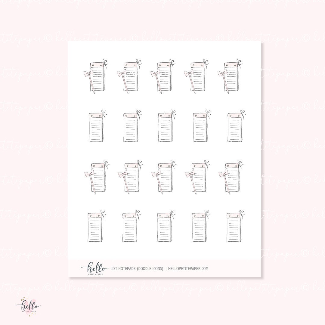 Doodle Icons LISTS Handdrawn Planner Stickers Etsy