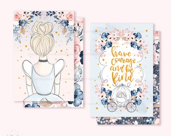 2 Journaling cards, silver foil | double sided -  Cinderella