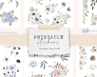 Printable decorative stickers - for planners, bullet journal, journals, scrapbooking - mini florals v1