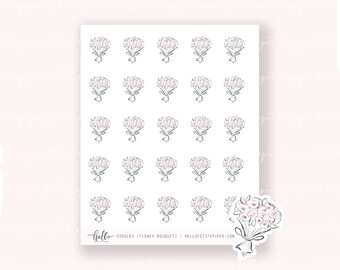 Doodle icons (FLOWER BOUQUET) - hand-drawn planner stickers