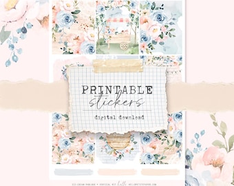 Printable Sticker kit - Ice-cream summer vertical sticker kit for weekly planning (4 different sticker sheets) Personal Use