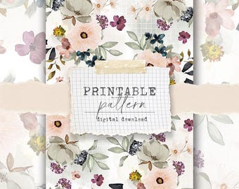 Printable pattern (digital download) - for scrapbook papers, vellum, fabrics - Happy Desk