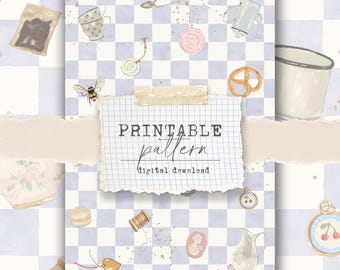 Printable pattern (digital download) - for scrapbook papers, vellum, fabrics - Little treasures