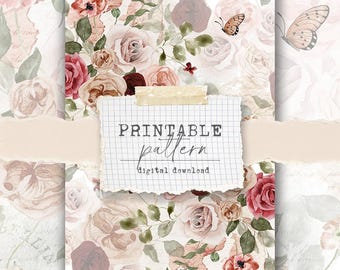 Printable pattern (digital download) - for scrapbook papers, vellum, fabrics -quiet corners