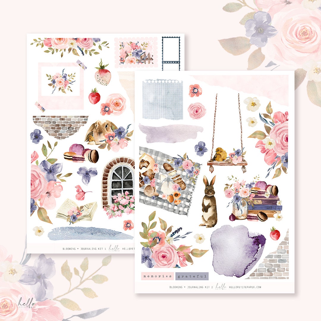 Journaling Sticker Kit - Blooming | Planner Stickers (select Your Page ...