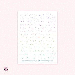 a - Doorzichtige stickers met folie-overlay - STERRENHEADERS - goud of holo (1) één vel