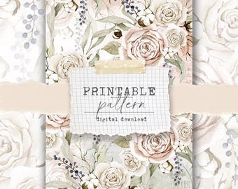 Printable pattern (digital download) - for scrapbook papers, vellum, fabrics -Rosy