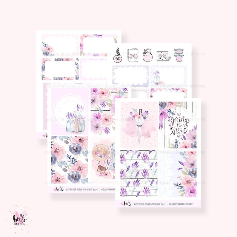 planner stickers Lavender Fields MINI KIT 4 sheets