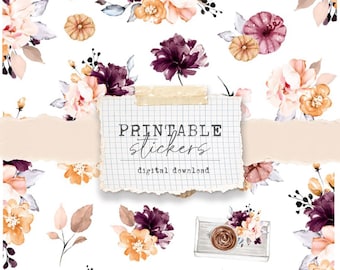 Printable Stickers - pastel floral deco sticker kit for weekly planning