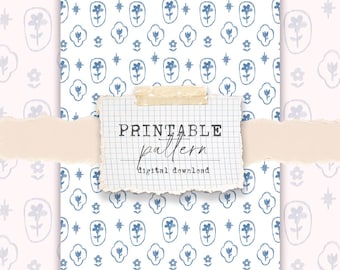 Printable pattern (digital download) - for scrapbook papers, vellum, fabrics - Framed florals