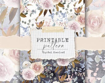 Printable pattern (digital download) - for scrapbook papers, vellum, fabrics - rainy days