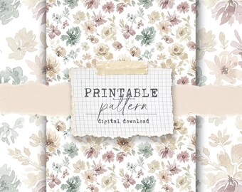 Printable pattern (digital download) - for scrapbook papers, vellum, fabrics - Neutral 3
