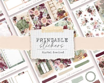 Printable Stickers - Cozy Hues (4 different sticker sheets) Fall hand-drawn printable stickers for journals and planners