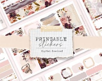 Printable Stickers - (6 different sticker sheets) Fall hand-drawn printable stickers for journals and planners