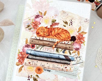 Sticker Album -  sticker storage, desk organization (cat and book stacks)
