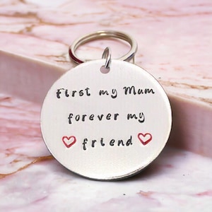 Personalised keyring gift for mum, First my Mum forever my friend, Best friend Mum keyring, Mom keychain birthday gift, first time mummy