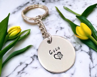 Personalized Pet Memorial Keyring: Paw Print, In Loving Memory