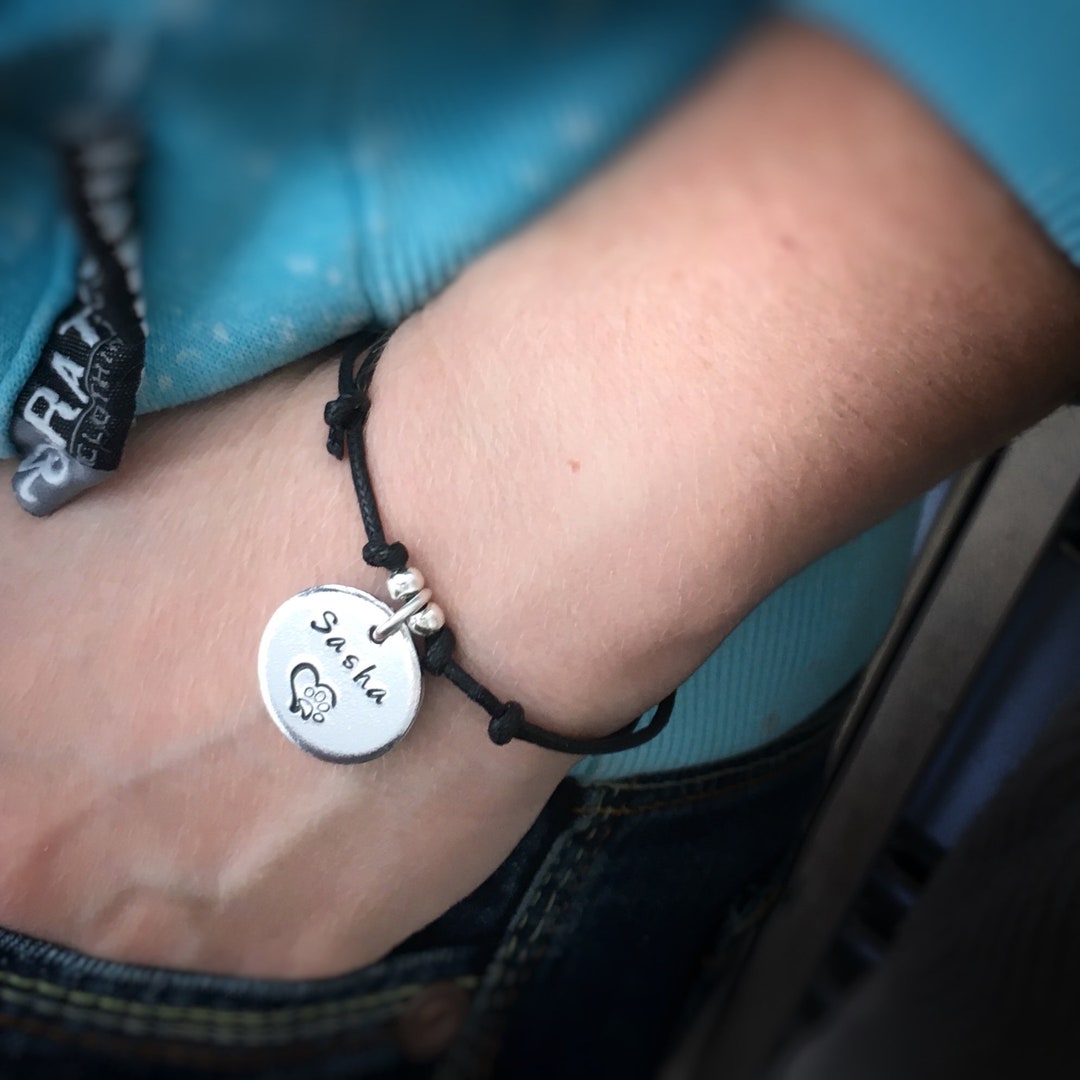 Personalised Dog Memorial Bracelet, Name and Paw, Dog Memorial Gift, in