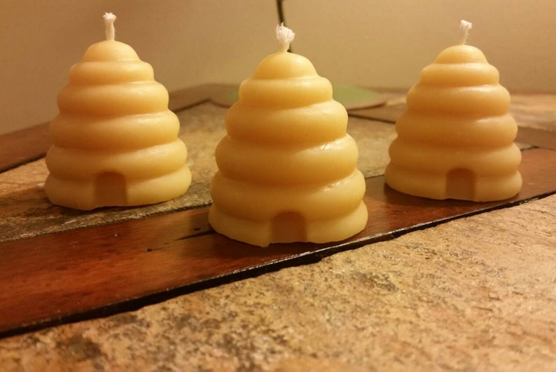 Set of 3 Handmade 100 beeswax honey candles. Beehive candle Etsy
