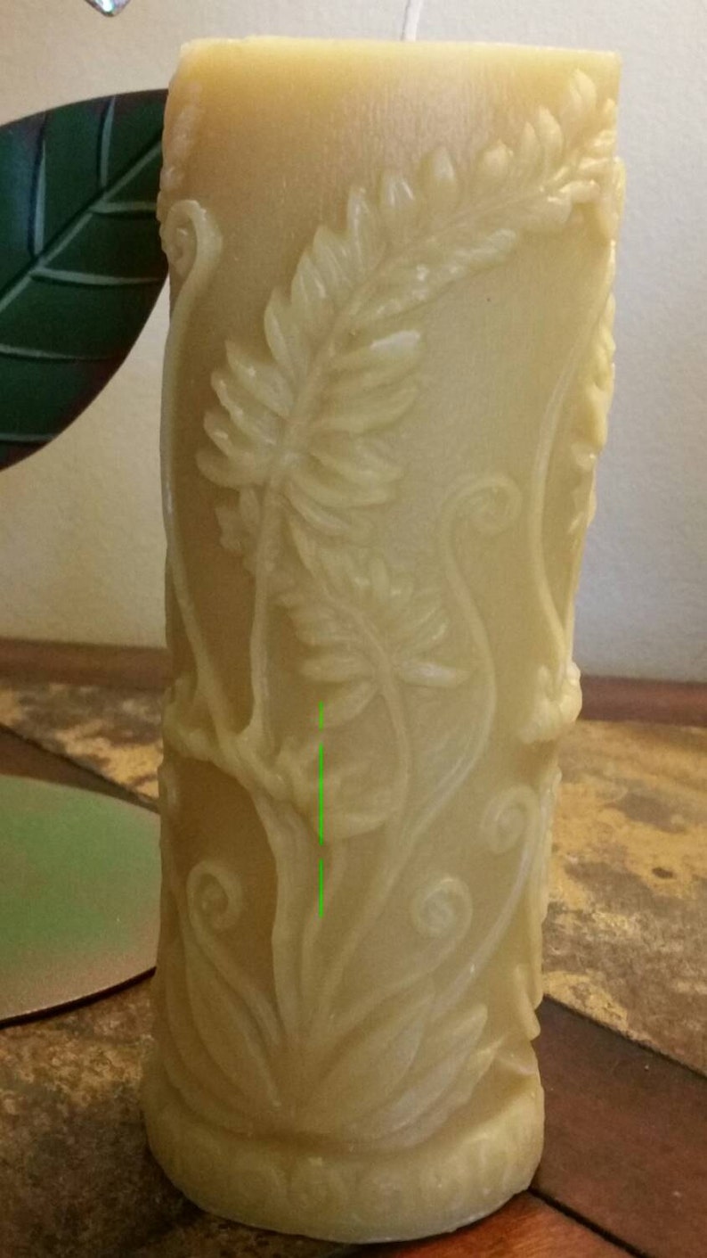 100 pure beeswax 6 in pillar candle fern design Etsy
