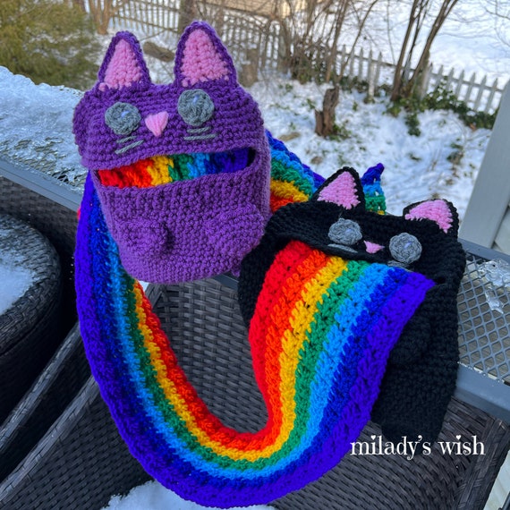 Custom Rainbow Barf Cat Scarf Nyan Cat Crochet Made to Order