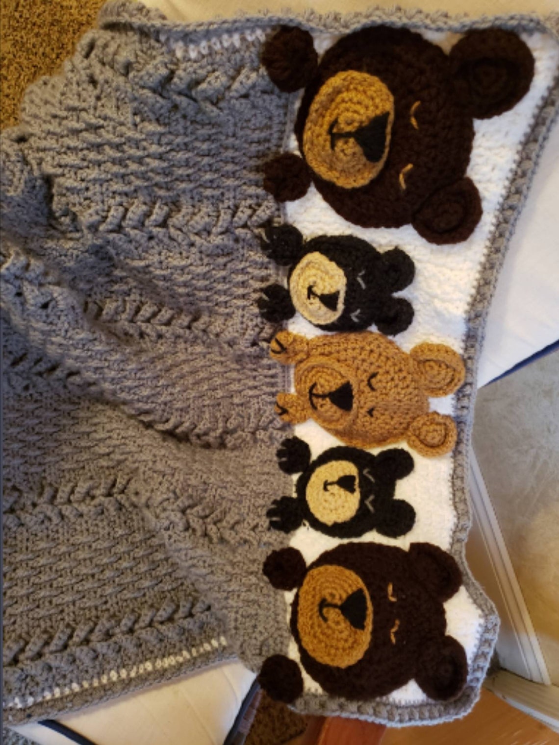 Sleep Tight Teddy Bear Crochet Baby Blanket Customizable Etsy