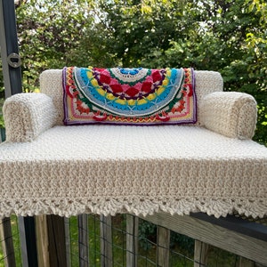 Kitty Cat Couch, The Victorian Parlor Version, crochet, small dog or cat bed, made to order with free Catnip Crazies toy, Free shipping