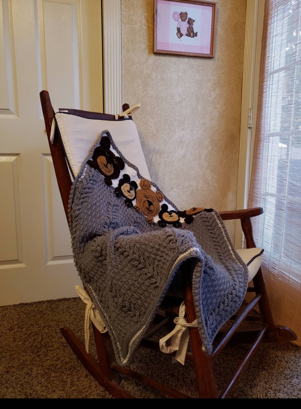 Sleep Tight Teddy Bear Crochet Baby Blanket Customizable Etsy