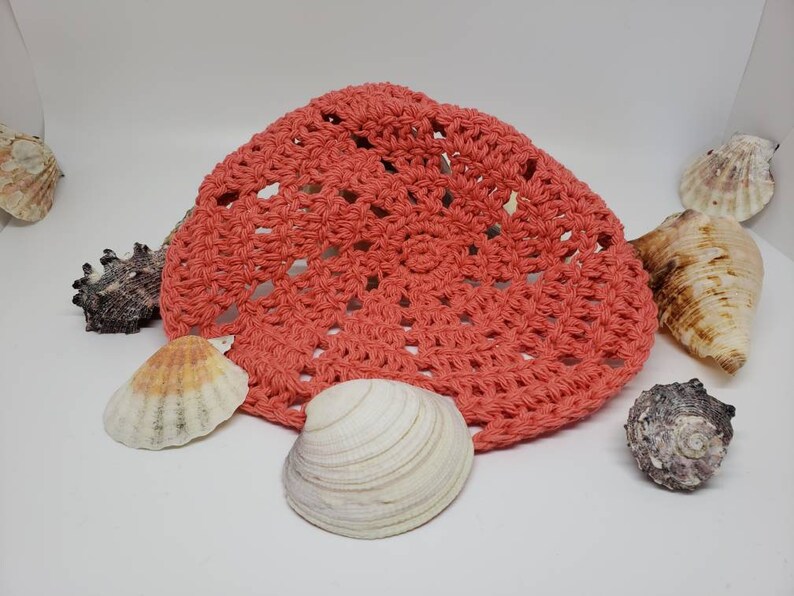 beach and ocean themed three crocheted wash or dish cloths crochet cotton A Day At The Beach Cleaning Trio