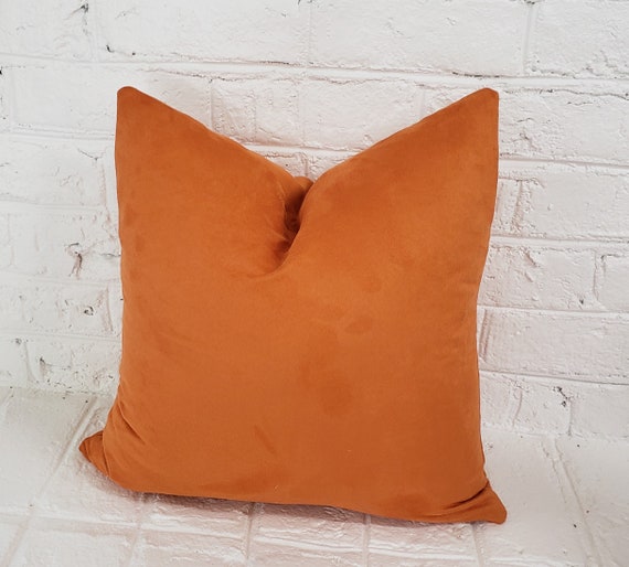 Orange Faux Suede Pillow Cover Fall Pillow Pumpkin Pillow Cover