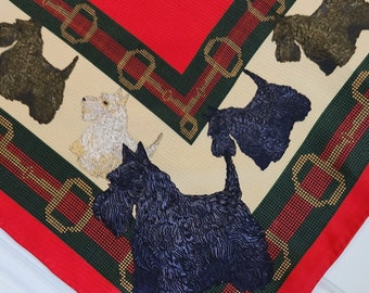 Scottish Terrier Silk Scarf, Black Scottie, Wheaten Scotty, Brindle Scottie, Gift for Her 100% Silk, Mother's Day Gift