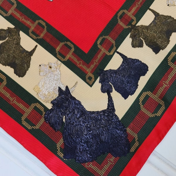 Scottish Terrier Silk Scarf, Black Scottie, Wheaten Scotty, Brindle Scottie, Gift for Her 100% Silk, Mother's Day Gift