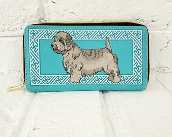 Glen Of Imaal Terrier Wallet, Dog Gift, Ladies Wallet, Faux Leather Wallet, Dog Lover Gift, Aqua and White, Irish Dog, Ready to Ship