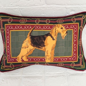 Welsh Terrier Pillow Cover: Hunter Green Accent Cushion, Dog Lover Gift