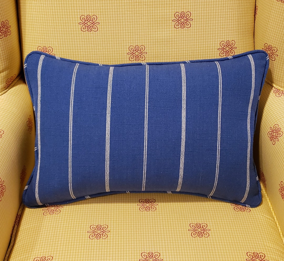 Blue and White Stripe Lumbar Pillow French Blue Pillow Cover Etsy