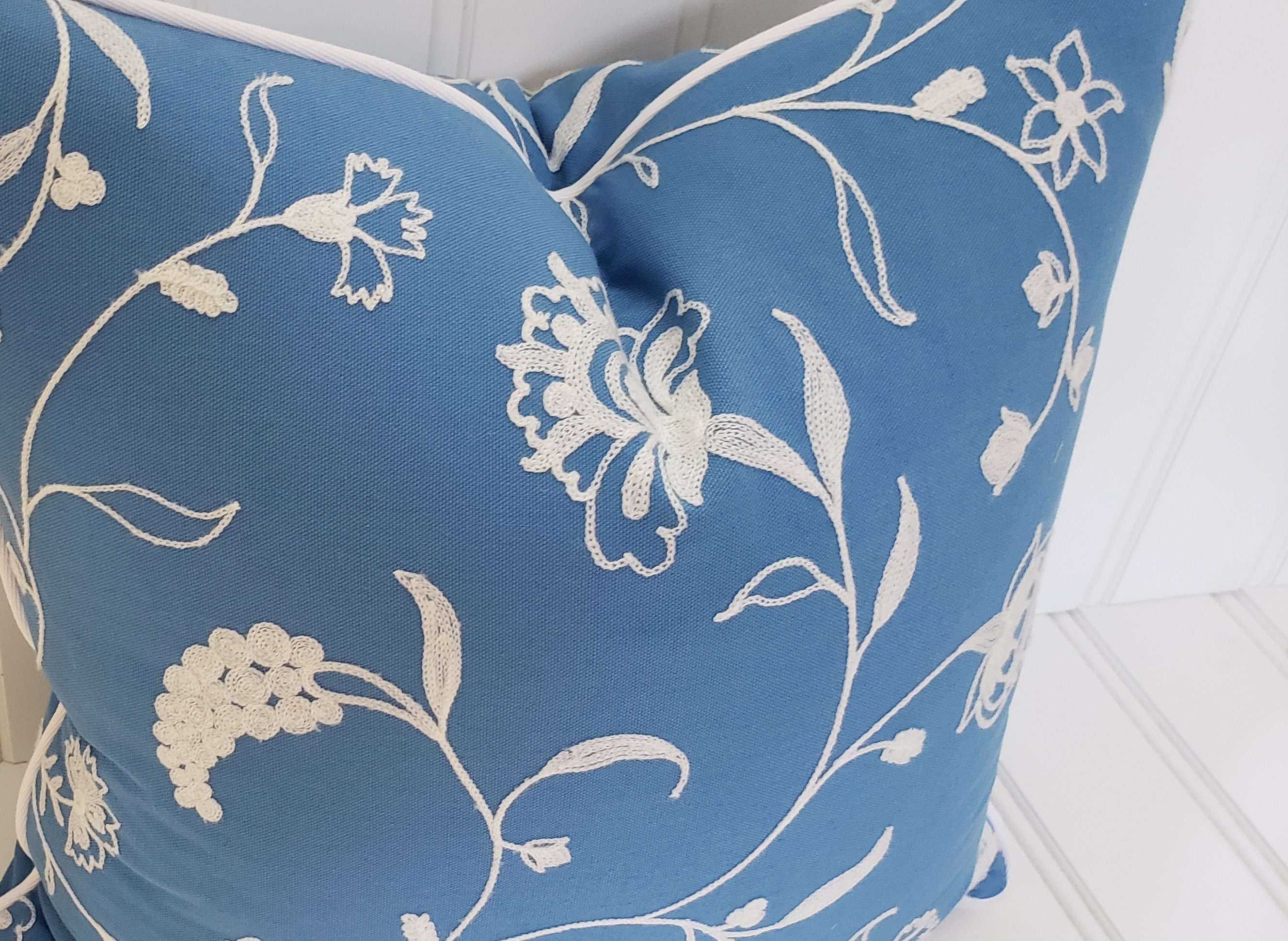 Blue and White Pillow 20x20 12x18 Decorative Pillow Pillow Etsy