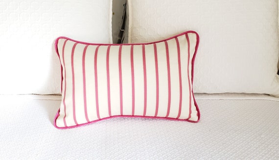 Pink Stripe Pillow Accent Pillow Satin Striped pillow covers welt cord piping