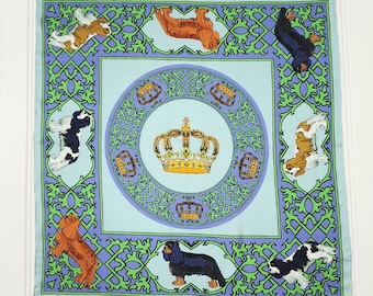 Cavalier King Charles Spaniel Silk Scarf, Dog Scarf, Light Colors, 100% Silk Scarf, Toy Spaniel, Holiday Gift, Custom Designed, Spa Blue