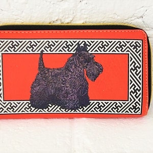 Cartera para mujer con diseño de terrier escocés, cartera para perro, regalo para el día de la madre, lista para enviar, cartera con cremallera, tarjetero, monedero
