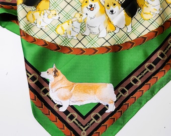 Pembroke Welsh Corgi Silk Scarf, Gift for Her, Mother's Day Gift, 36x36 Scarf