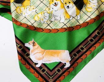 Pembroke Welsh Corgi Silk Scarf, Gift for Her, Mother's Day Gift, 36x36 Scarf