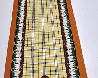 Wire Fox Terrier Table Runner, Table Linen, Greens and Tans, 15 x 60, Centerpiece, Gift for Her