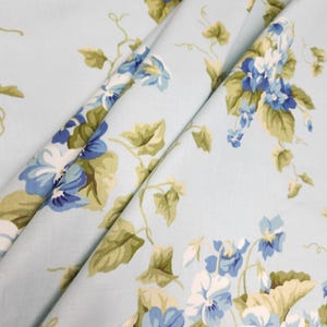 Waverly Sweet Violets Fabric: Blue Floral Cotton Upholstery By The Yard