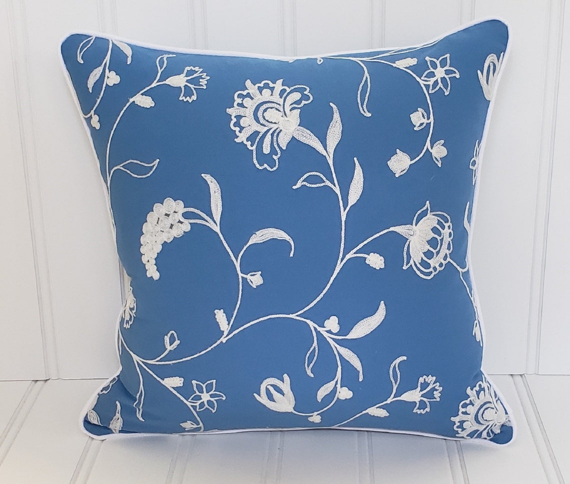 Blue and White Pillow 20x20 12x18 Decorative Pillow Pillow Etsy